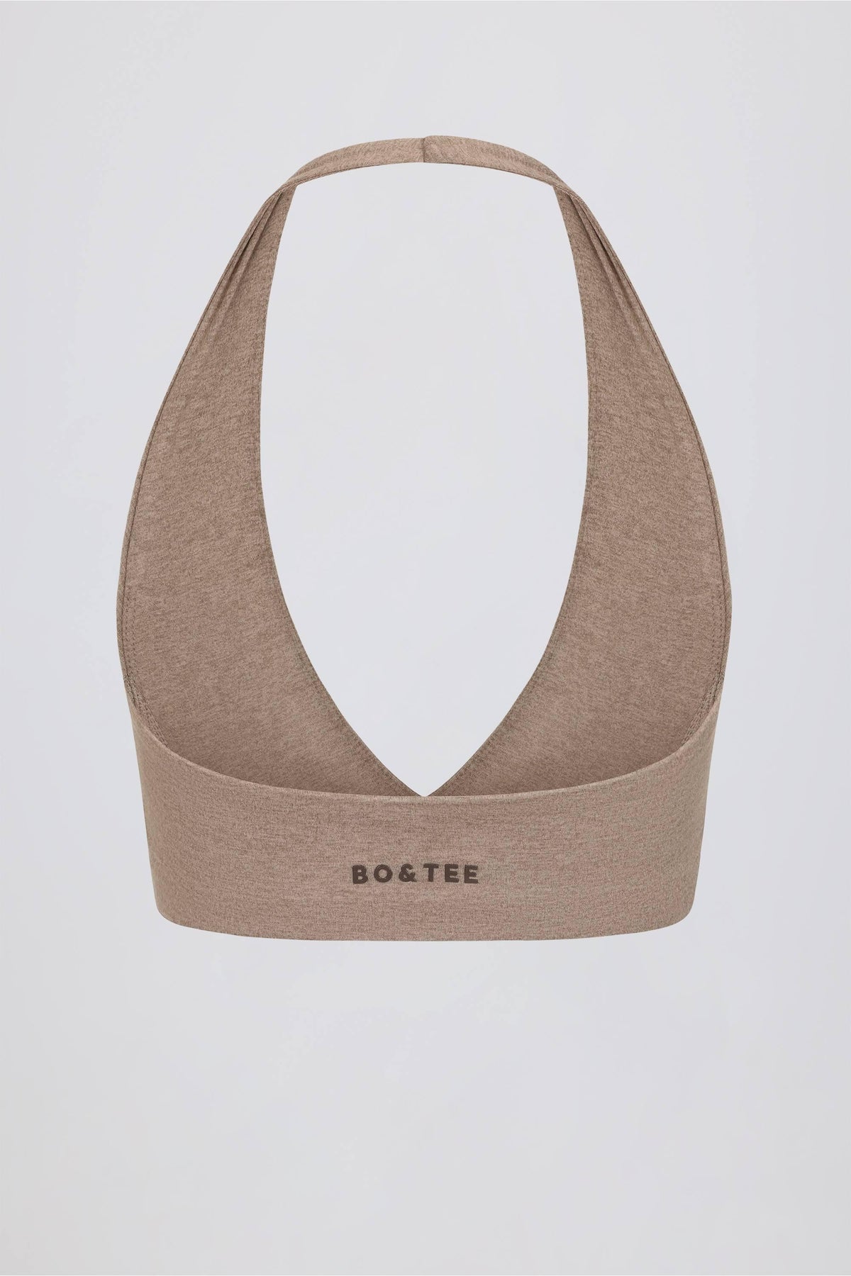 Brushed Jersey V-neck Sports Bra In Mocha Marl
