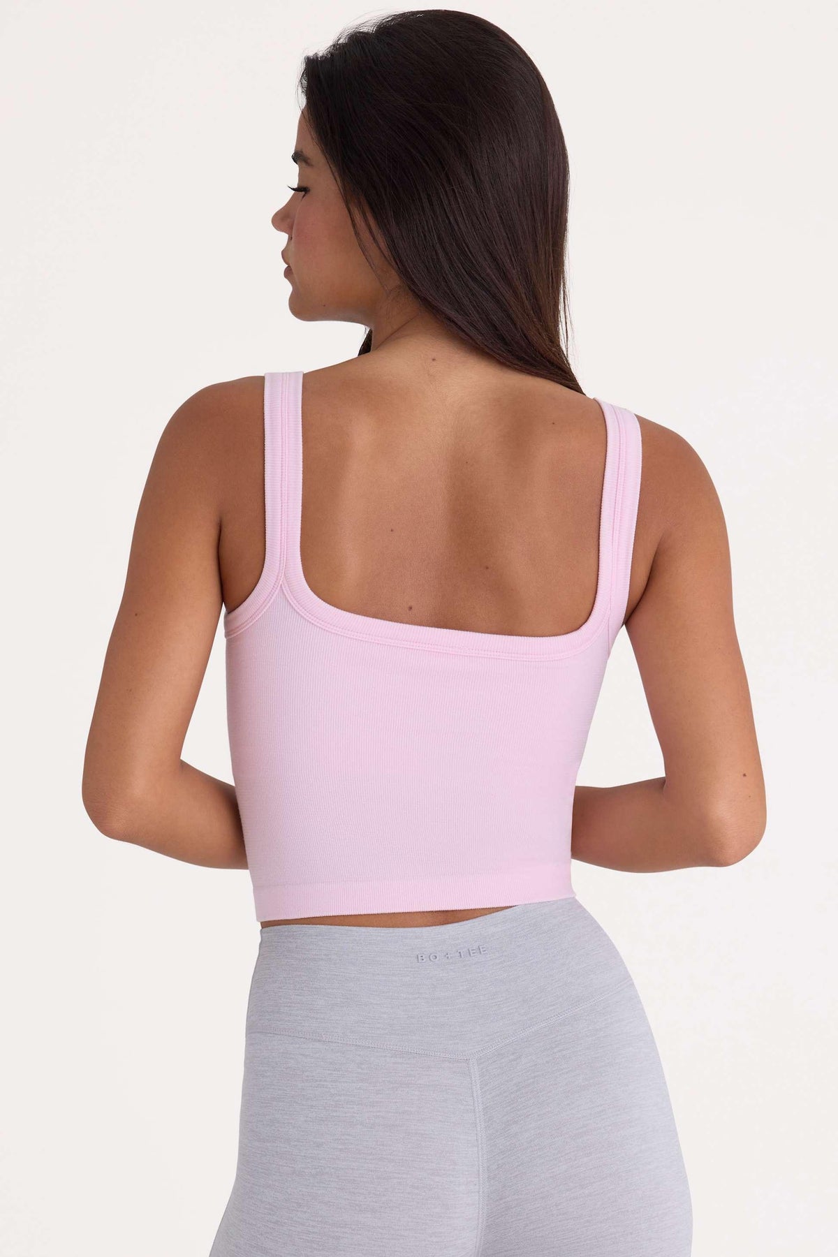 Seamless Soft Rib Square-neck Tank Top In Powder Pink