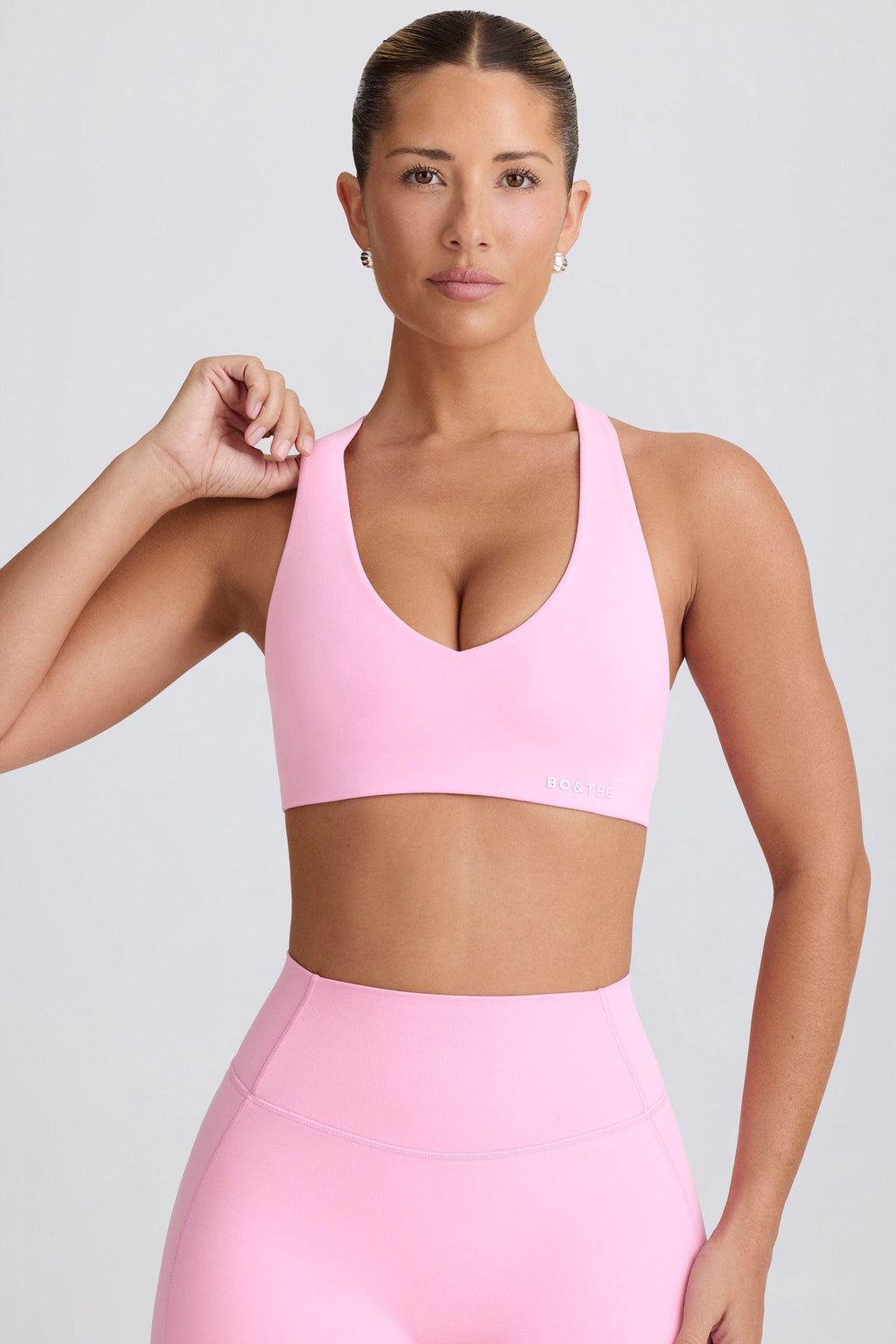 Soft Active V-neck Sports Bra In Baby Pink