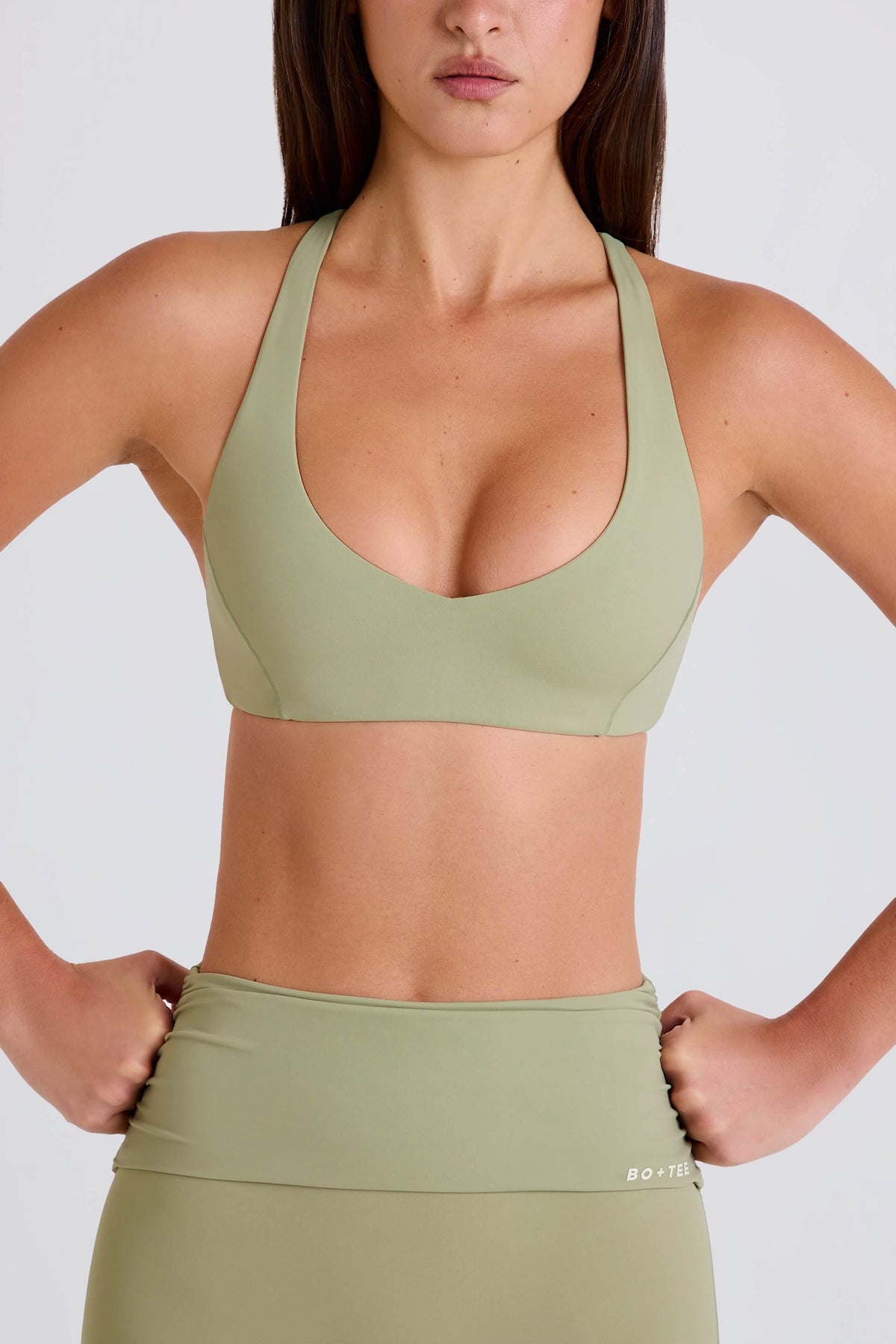 Crossback V-neck Sports Bra In Matcha