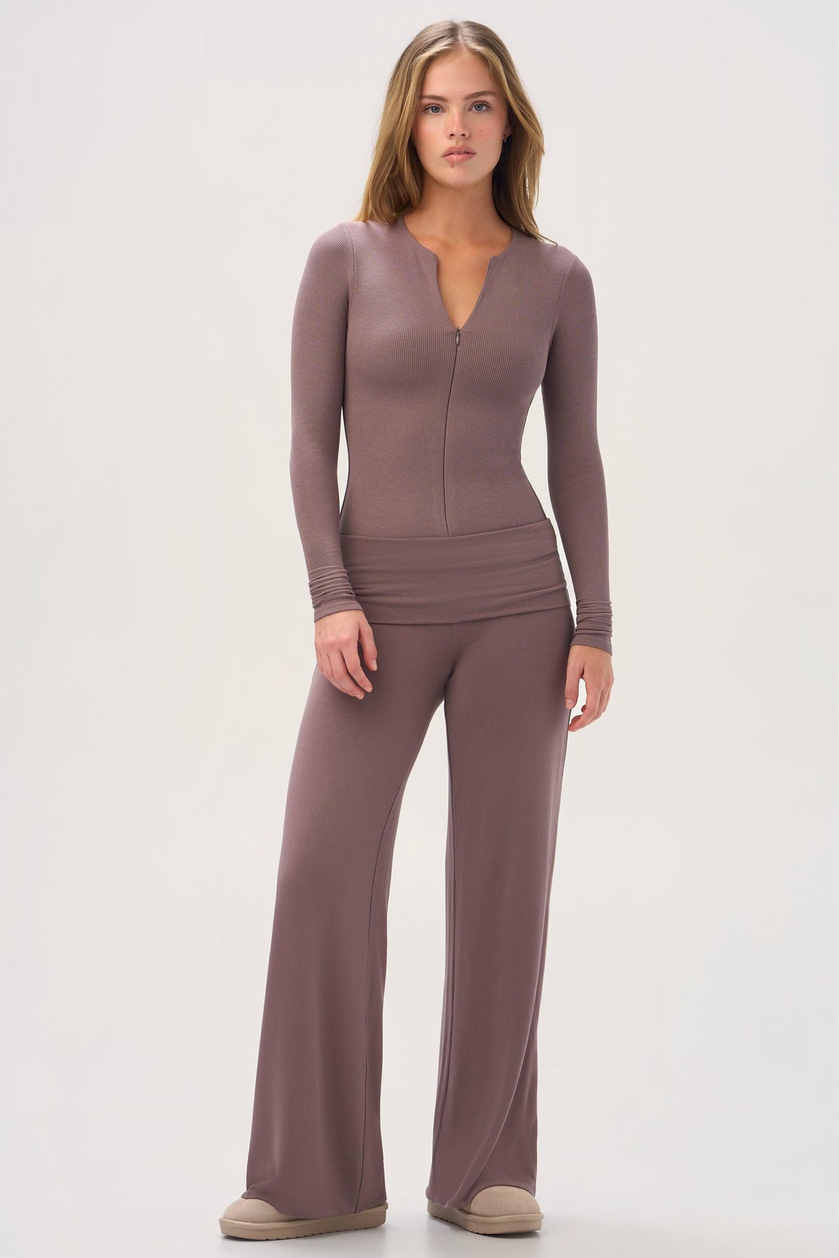 Buttercloud™ Zip-neck Top In Chestnut