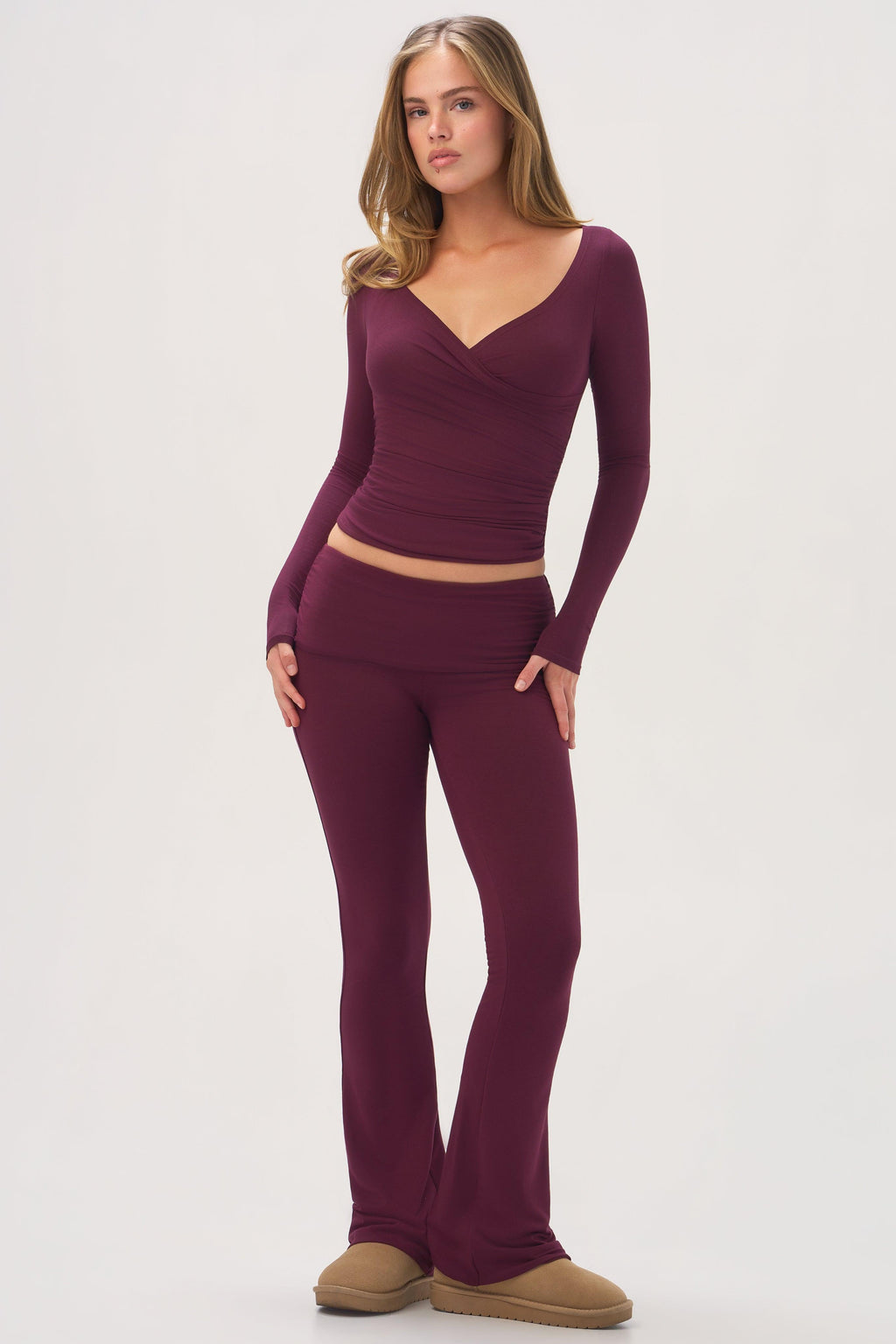Buttercloud™ Flared Leggings In Plum
