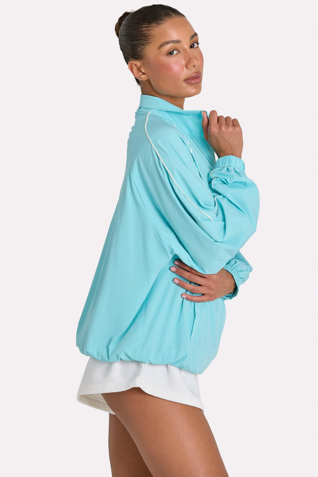 Oversized Track Jacket In Aqua