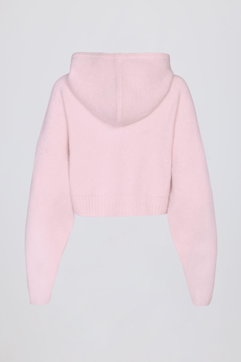 เสื้อฮู้ดซิปอัพถักนุ่ม สีชมพูอ่อนนุ่ม
