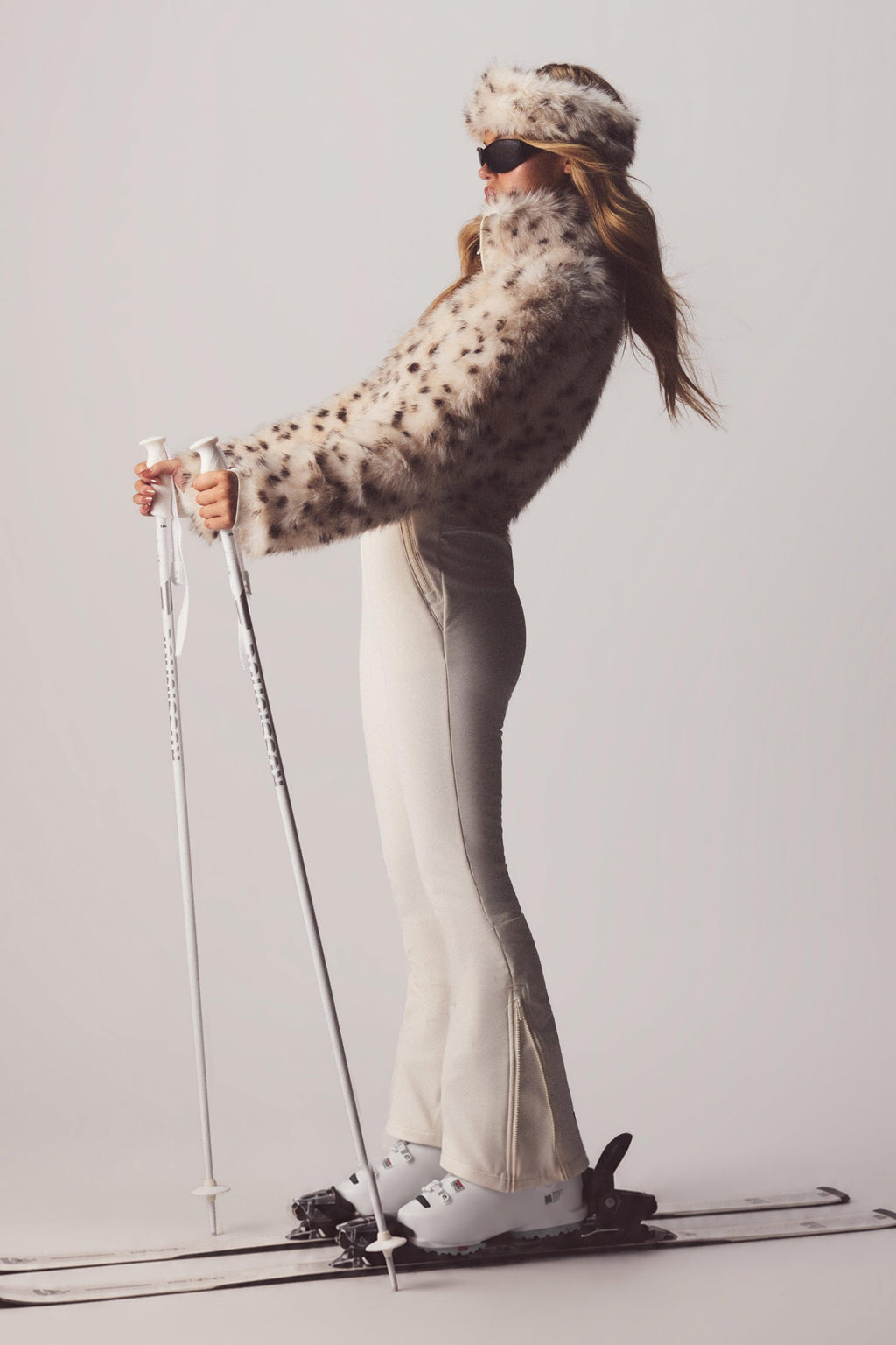 Faux Fur Ski Suit In Snow Leopard