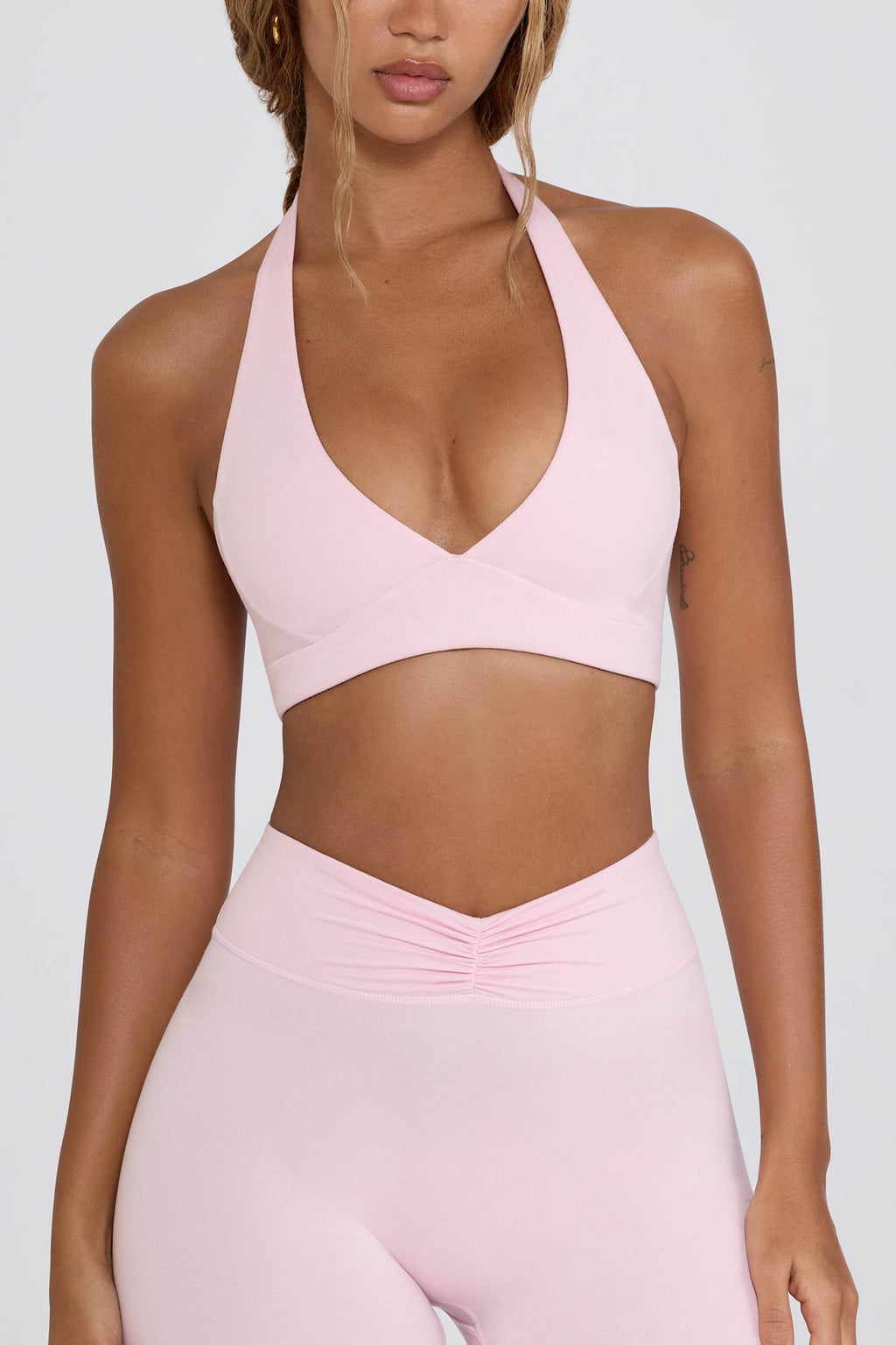 Brushed Jersey V-neck Sports Bra In Bloom