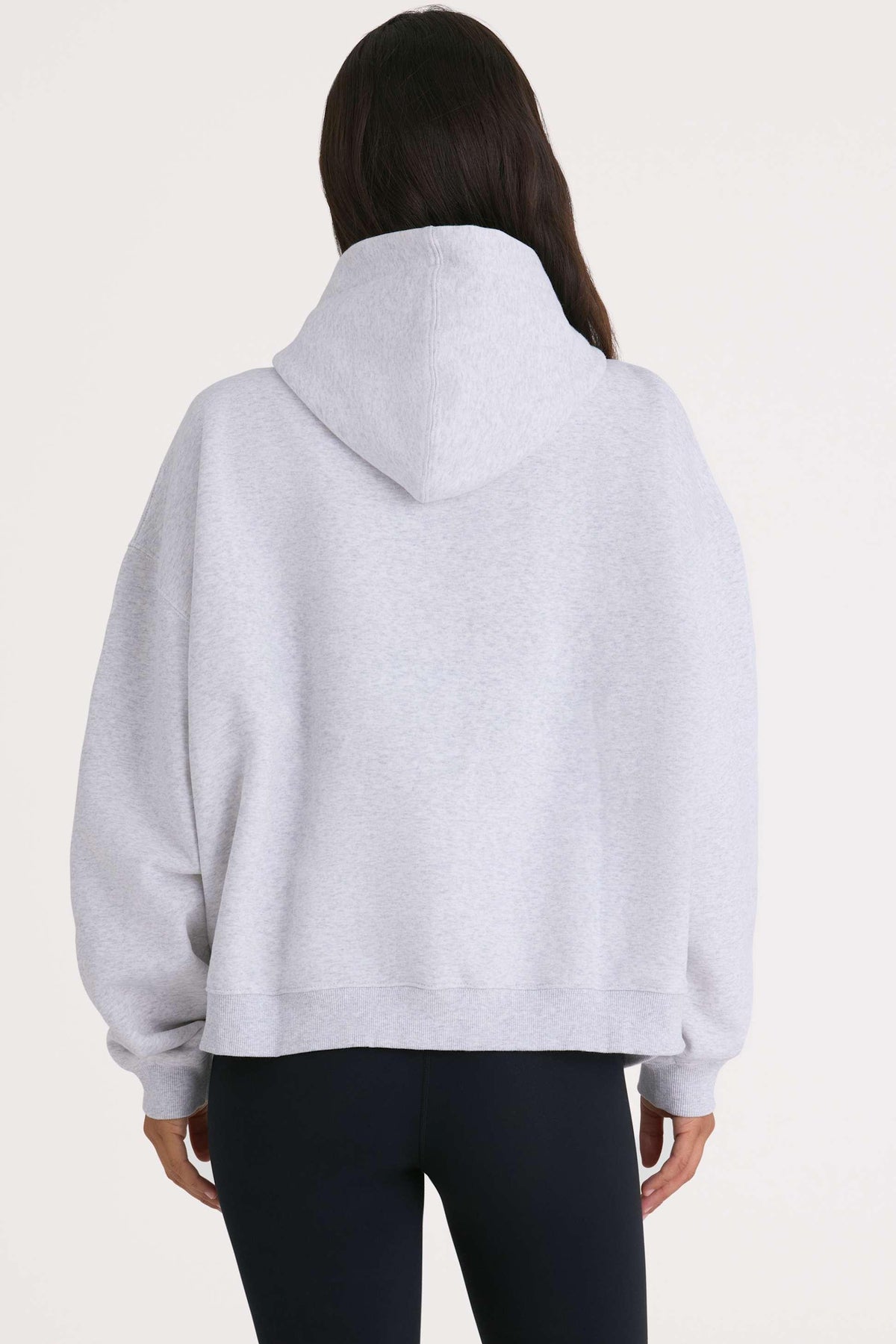 Soft Cotton Fleece Oversized Hoodie In Marl Grey